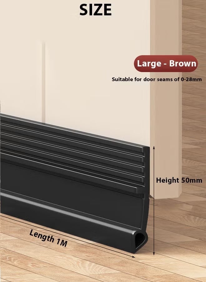 Door Draft Stopper Door Bottom Seal Strip 100cm Door Bottom Sealing Strip Windproof and Dustproof Door Gap Seal Sound Insulation Sticker Door Sweep for Exterior & Interior Doors (Black) - Image 2